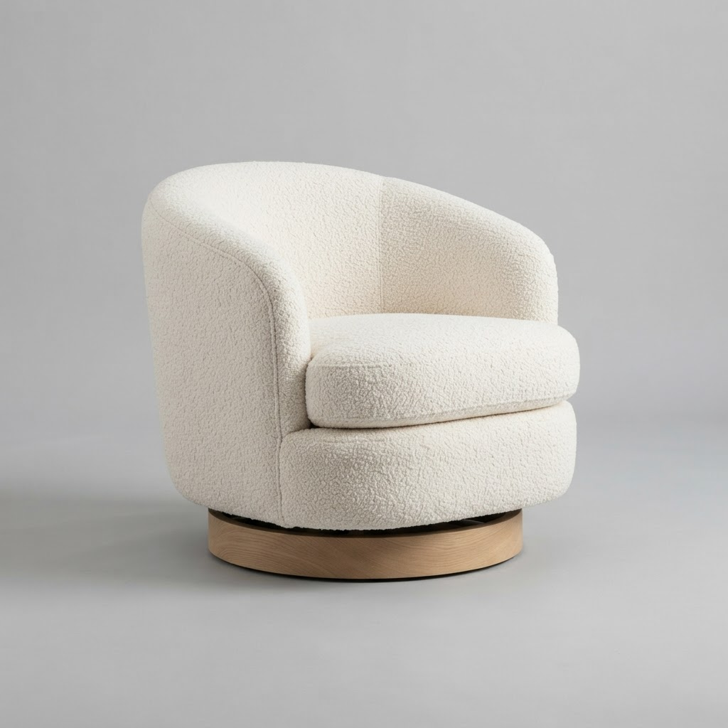 Bouclé Swivel Accent Chair